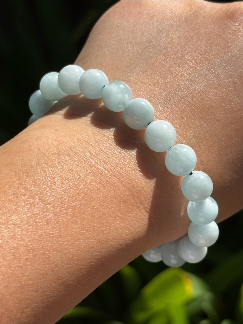9.5mm Stretchable Blue Aquamarine Bracelet 2618 - Picture 2 of 7